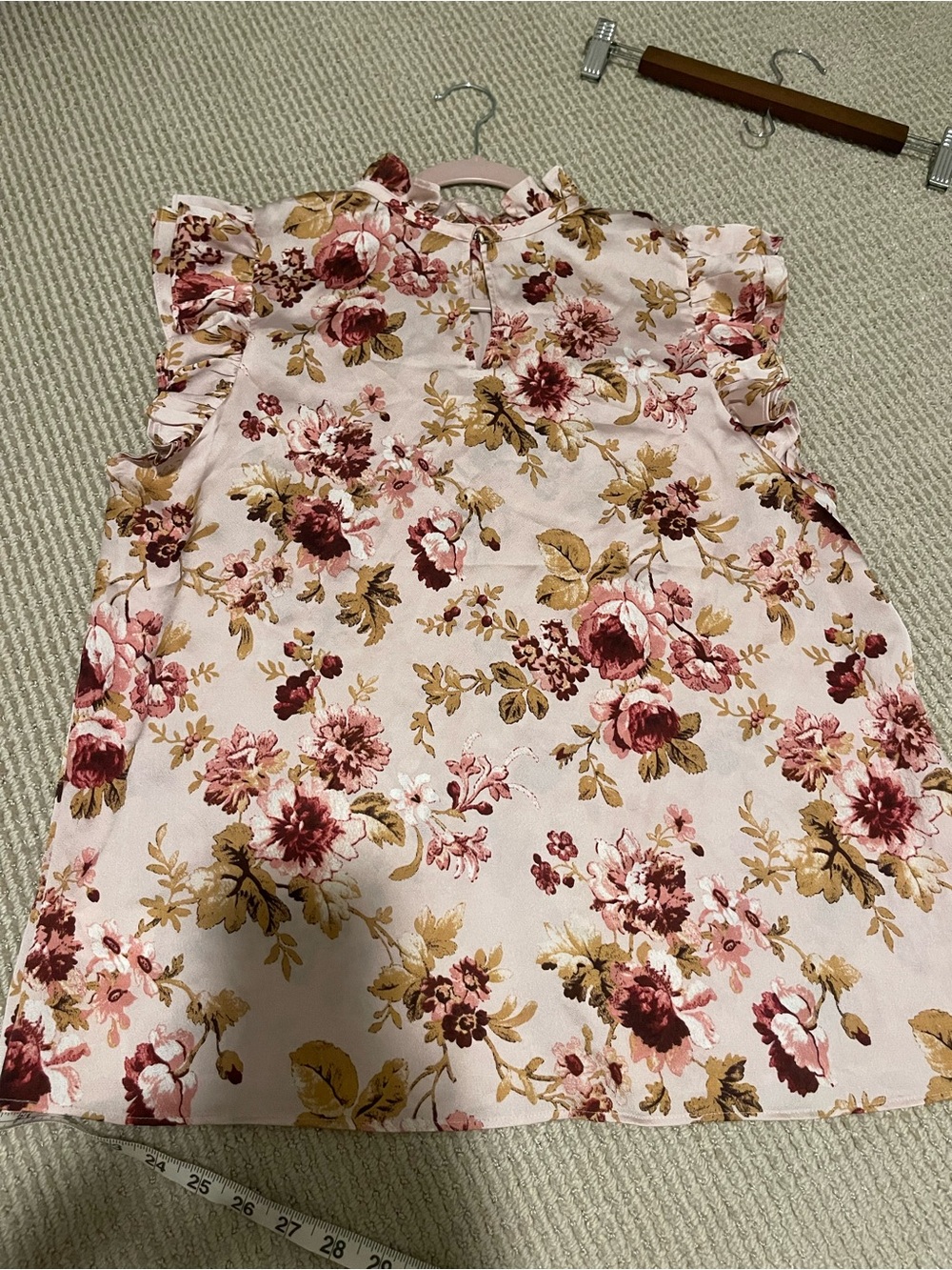 Express Pink Floral Ruffle Sleeve Blouse - Picture 5 of 5